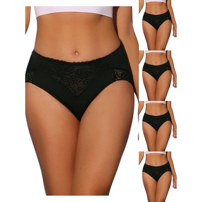 Allegra K Women's Lace High Waisted Breathable Silky Stretch Briefs Multicolored