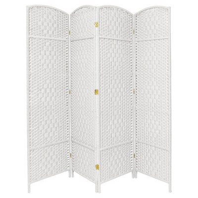 7 ft. Tall Diamond Weave Room Divider - White (4 Panels)