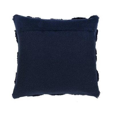Navy Tufted Diagonal Cotton 20"x20" Decorative Pillow Cover