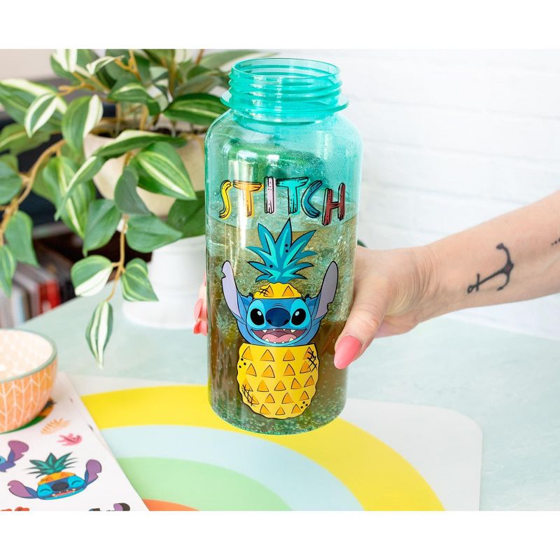 Silver Buffalo Disney Lilo & Stitch Pineapple 32-Ounce Twist Spout Water Bottle And Sticker Set, 3 of 7