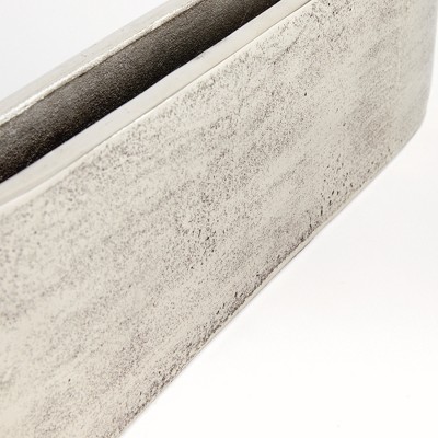 Long Narrow Silver Metal Table Vase
