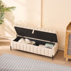 CAVINAS 49.21" Velvet Storage Ottoman Bench,Bed Bench with Hidden Storage Compartment,Multipurpose Footstool for Living Room,Entryway - 1 of 4
