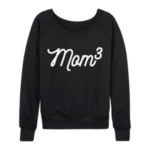 Women's - Instant Message - Mom to the 3rd Power Lightweight French Terry Wide Neck Long Sleeve Graphic Shirt - 1 of 4