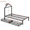 Full/Twin Size Metal Platform Bed Frame with Trundle Bed/ Drawers, House-Shaped Headboard Design 4S -ModernLuxe - 4 of 4