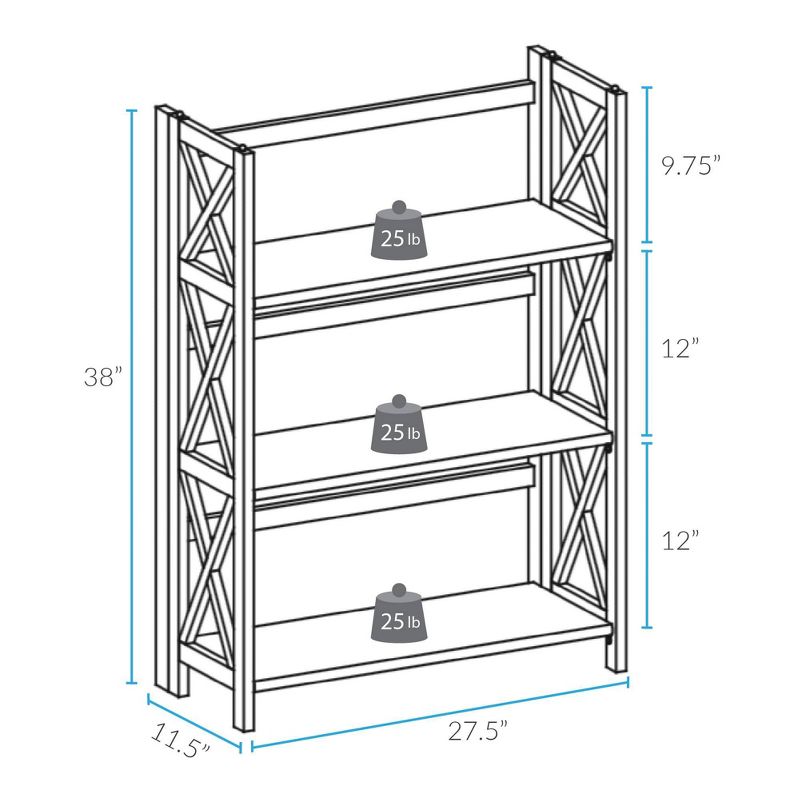 3 Shelf X Design Folding Bookcase - Flora Home, 5 of 7