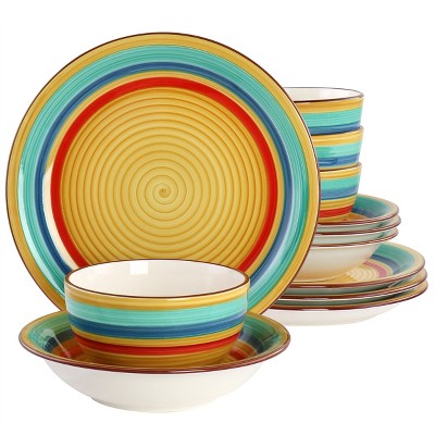 Gibson Bee and Willow Milbrook 16 Piece Round Stoneware Dinnerware Set in  White