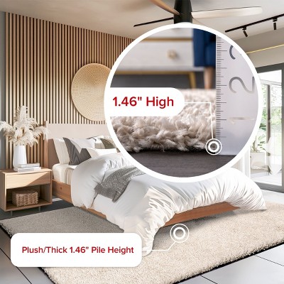 Plush Easy-Care Beige Shag Area Rug 5' x 7'