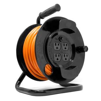 BLACK+DECKER 25 Ft. Retractable Extension Cord Reel With 4 Outlets, 2 USB  Ports, Multi-Plug Extension, On/Off Switch & Heavy-Duty 16AWG SJT Cable 