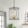3-Light Black and Gold Cage Chandelier, Modern Drum Pendant Lighting Fixture for Dining Room or Entryway - 3 of 4