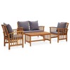 vidaXL Patio Lounge Set | 4 Pieces | Solid Acacia Wood Construction | Vintage-Inspired Design | Cushions Included | Perfect for Outdoor Spaces - 2 of 4