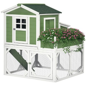 49" Small Chicken Coop Hen House with Garden Space, Chicken House Outdoor Run Cage with Weather Protection, 2-4 Birds - 1 of 4