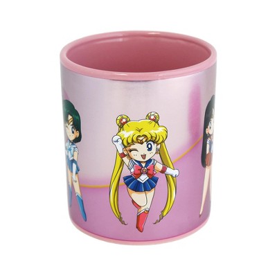 Sailor Moon Pink Ceramic Mug with Plastic Lid, 16 oz