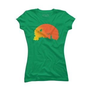 Junior's Design By Humans Halloween witch silhouette By InfaredDesigns T-Shirt - 1 of 3