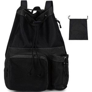 Mesh Drawstring Backpack with Shoe Bag, Durable String Sack with Handle for Gym, Beach, and Yoga Travel - 1 of 4