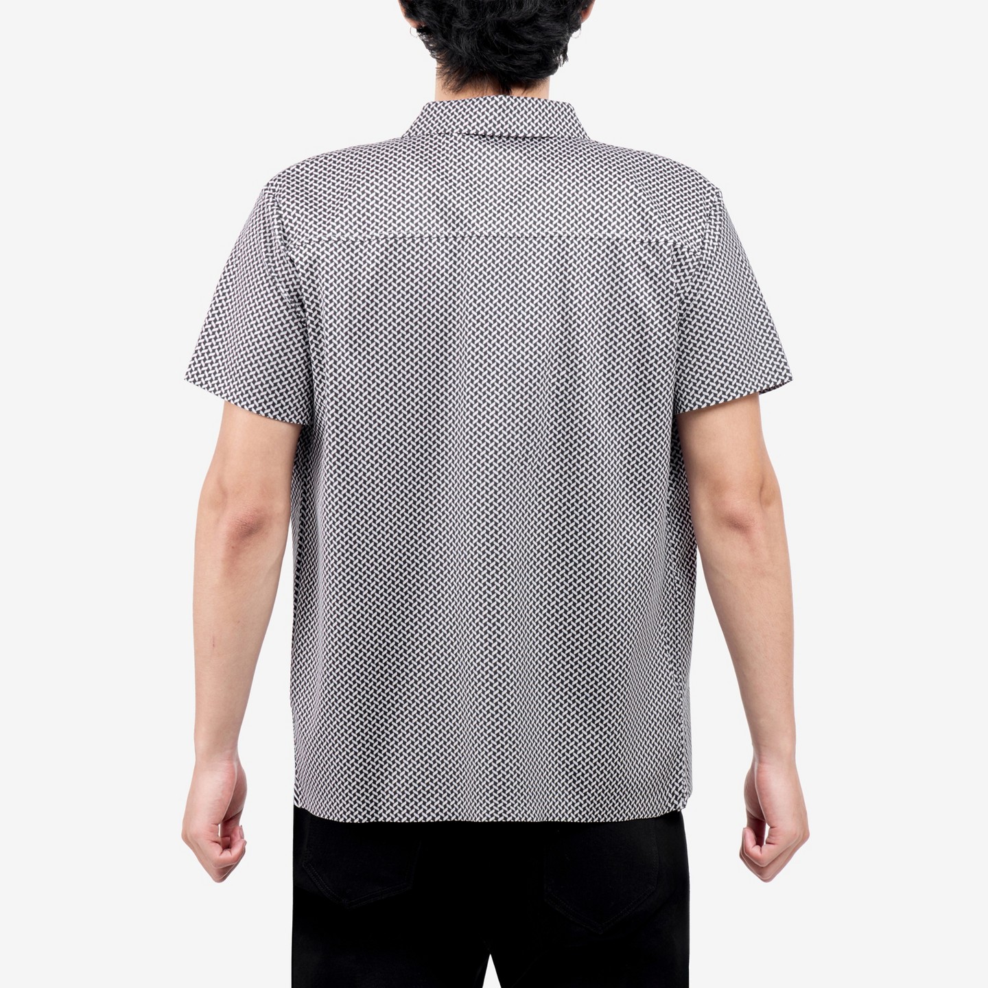 Мужская рубашка X RAY Herringbone Print Short Sleeve Button-Up, цвет: Чёрный — фото 2