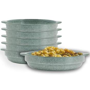 Pfaltzgraff Stacking Plate, Set of 6, Pasta Bowls with Handles, Reactive Glazed Stoneware, 9-Inch Dinner Bowl Plates
