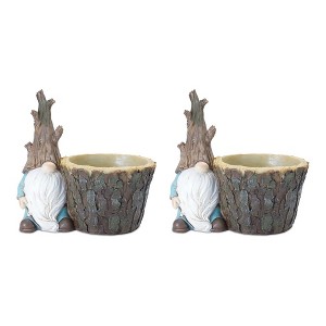 Melrose Tree Trunk Gnome Planter (Set of 2) - 1 of 2