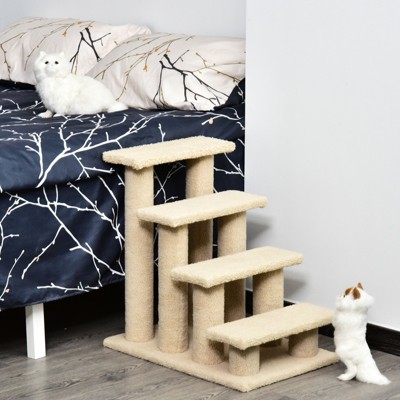 PawHut Floor To Ceiling Cat Tree – 90.5" To 98.5" Adjustable, Beige, With Hammock