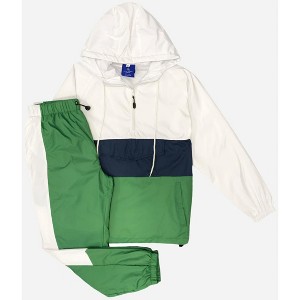 Men’s 2-Piece Quarter Zip Pullover Windbreaker Tracksuit Jogger Sports Mesh lined Outfit - 1 of 4