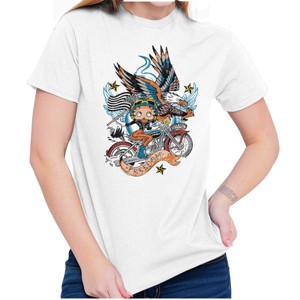 Betty Boop Biker American Eagle Womens Graphic T Shirt Tees Brisco Brands - 1 of 1