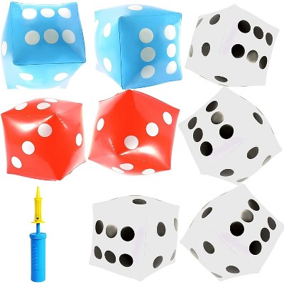 Blue Panda 8 Giant Inflatable Dice with Pump, Jumbo Dice Set, Outdoor Play Toys (3 Colors, 12 Inches)
