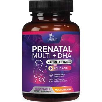 Nature's Nutrition Prenatal Multivitamins with Folic Acid, DHA, Vitamins D3, B6, B12, Iron, and Omega 3