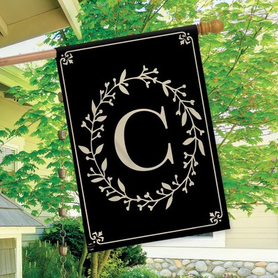 Classic Black and Beige Monogram House Flag, 40" x 28"