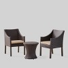 Sagan 3pc Wicker Patio Chat Set: Sturdy Iron Frame & Weather-Resistant Cushions - Christopher Knight Home - 2 of 4