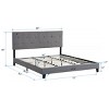 FURNIinspire Beds King Size Bed Frame Upholstered Platform Bed with Button Tufted Fabric Headboard, Wood Slat Support, Grey, 87"*80"*46" - 3 of 4