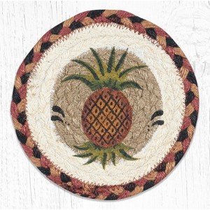 Earth Rugs Pineapple Round Coaster 7"x7" – Hand-Braided Rustic Jute Drink Mat - 1 of 3
