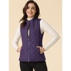 Allegra K Women's Stand Collar Lightweight Gilet Quilted Zip Vest - 3 of 4