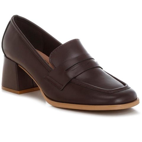 Женские туфли London Rag Womens Sutapa Penny Strap Flared Block Heel Loafers 6