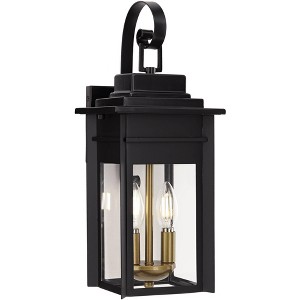 Franklin Iron Works Bransford Vintage Outdoor Wall Light Fixture Black 17" Clear Glass for Post Exterior Barn Deck House Porch Yard Patio Home Outside - 1 of 4