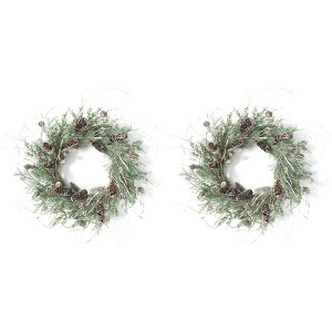 Sullivans Set of 2 Artificial Cedar and Pine Wreath 24"H Green - 1 of 4