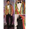 Lars Amadeus Men's Notch Lapel Prom Party Rainbow Striped Suit Jacket - 4 of 4