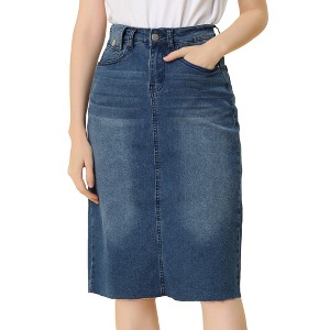 INSPIRE CHIC Women's Casual High Waist Back Slit Short Denim Skirts - 1 of 4