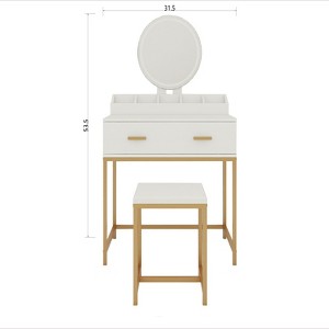 AZL1 Life Concept Vanity Table with Mirror and Stool Equipped with Storage Drawers Space-Saving Design for Bedrooms, White, 35.82"*22.83"*8.46" - 1 of 4
