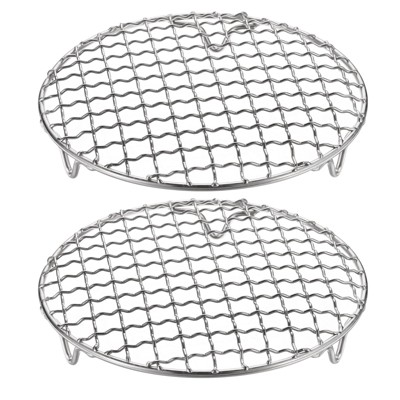 Unique Bargains Stainless Steel Round Cross Wire Barbecue Grill with Legs