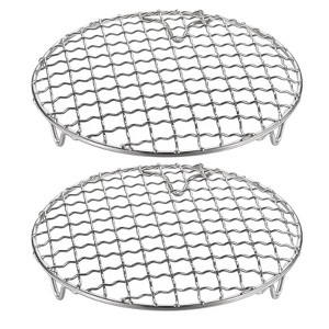 Unique Bargains Stainless Steel Round Cross Wire Barbecue Grill with Legs - 1 of 4