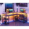 ODK 66" L Shaped Gaming Desk with Power Outlet and LED Lights - 2 of 3