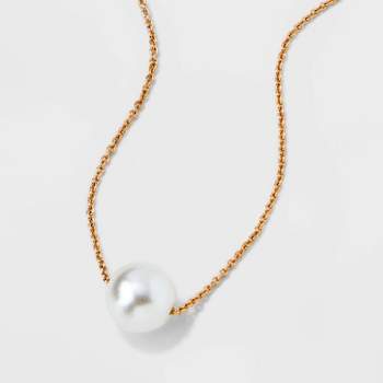 Pearl Pendant Thin Necklace - A New Day™ Gold