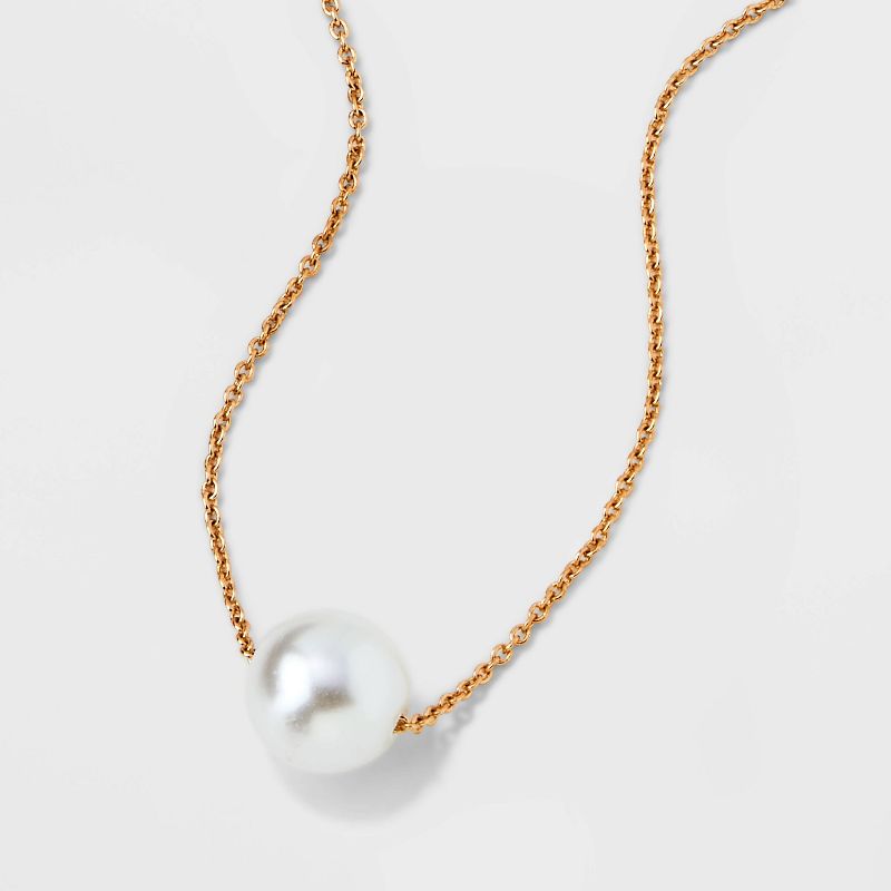 Pearl Pendant Thin Necklace - A New Day&#8482; Gold, 1 of 6