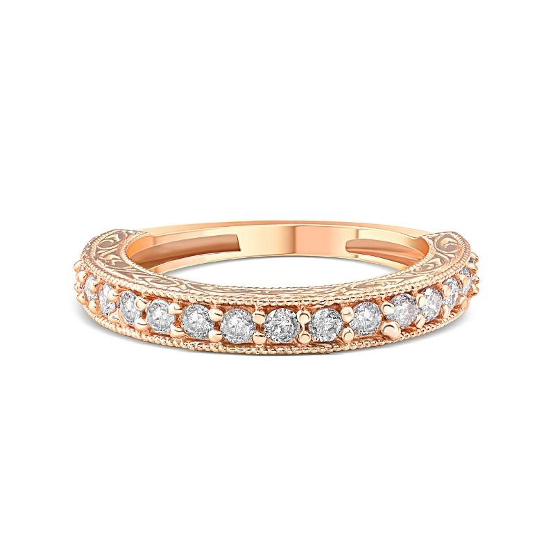 Pompeii3 1/2ct Vintage Diamond Rose Gold Wedding Ring 14K, 3 of 6