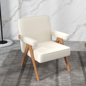GDFStudio Merry Upholstered Wooden Chair with Handrails - 1 of 4