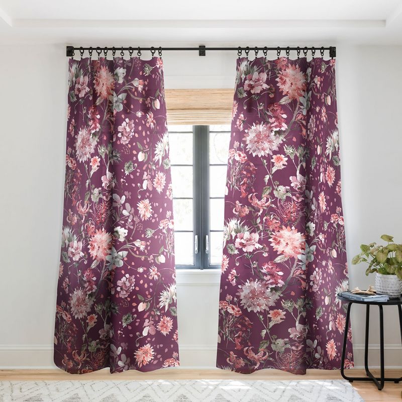 Ninola Design Romantic Bouquet Purple Single Panel Sheer Window Curtain - Deny Designs, 1 of 7