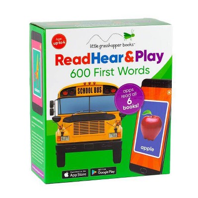 Read Hear & Play: 600 First Words (6 First Word Books & Downloadable Apps!) - by  Little Grasshopper Books (Hardcover)