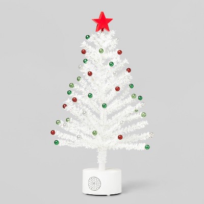 21in Rotating Tinsel Christmas Tree Decorative Figurine White - Wondershop™