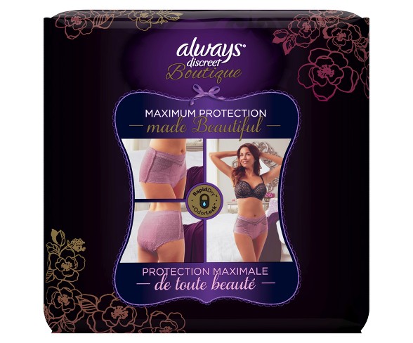 Discreet Boutique Maximum Protection Incontinence Underwear for Women,  Small-Medium, 12 units – Always : Incontinence