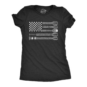 Womens Guitar Flag T Shirt Cool Rock And Roll 4th of July Musician Flag Graphic Novelty Tee - Crazy Dog Women's T Shirt - 1 of 4
