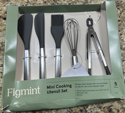 5pc Wood/silicone Mini Kitchen Utensil Set Brown - Figmint™ : Target